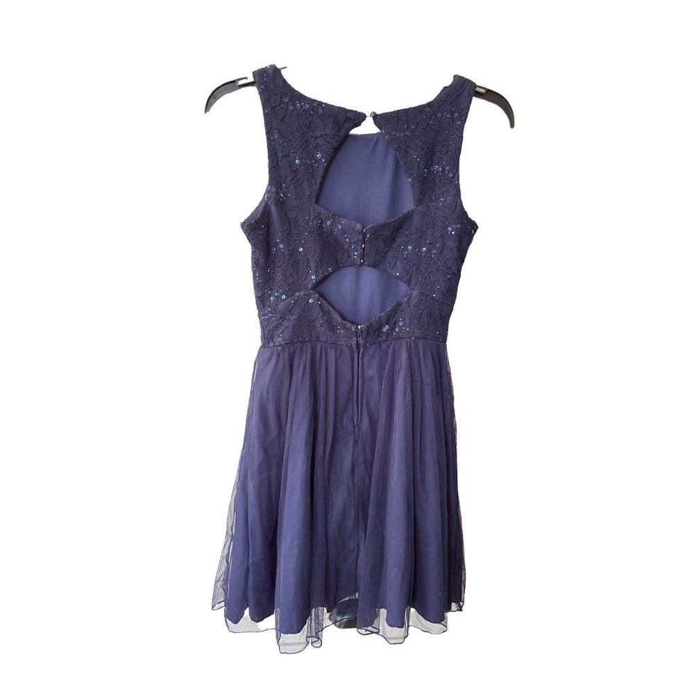Speechless Party dress cut out sleeveless flare tulle sequins size Junior 5 Blue - Picture 5 of 16